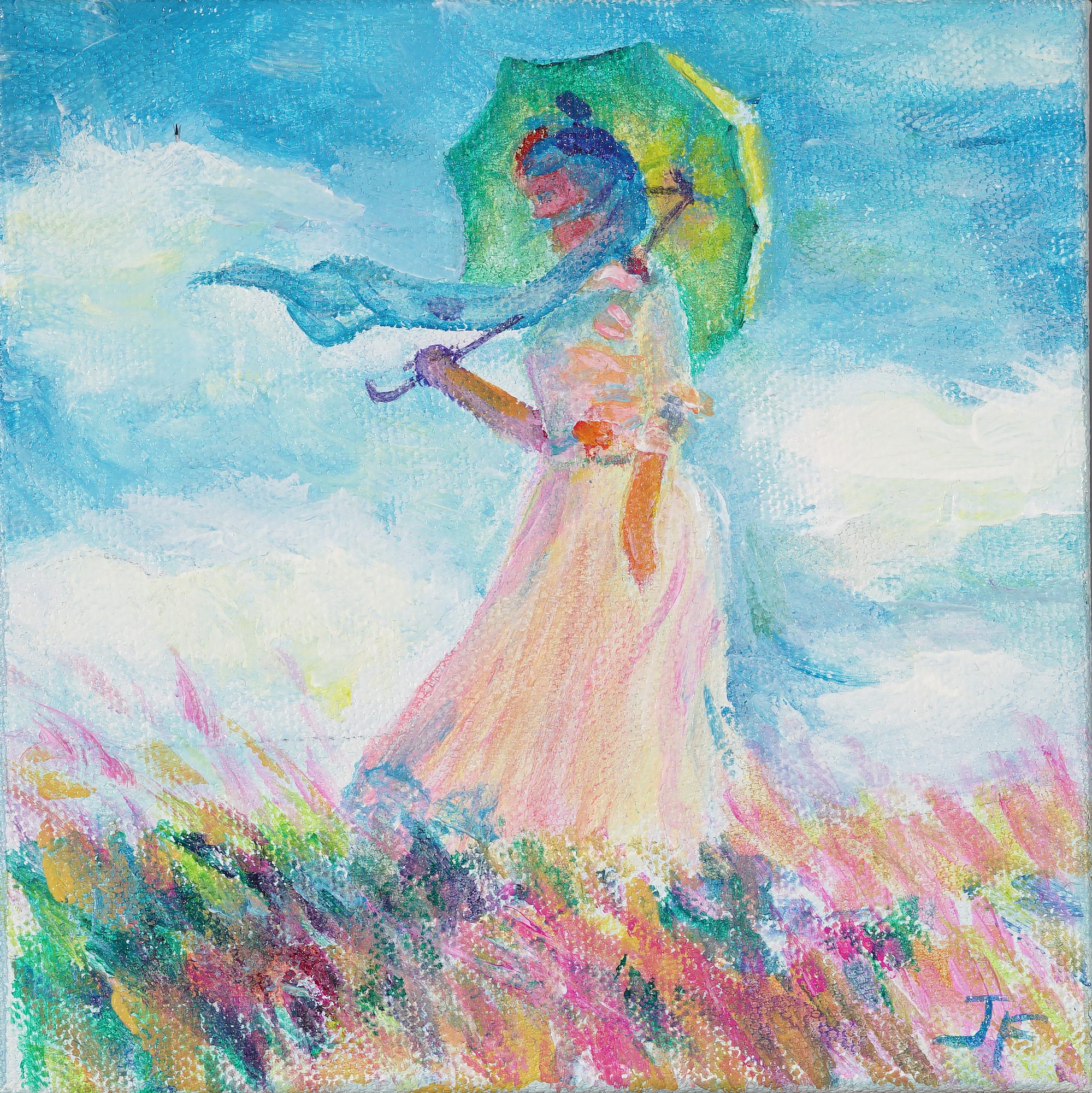 Jeanette Foreman, Woman with a Parasol, Facing Left, like C. Monet